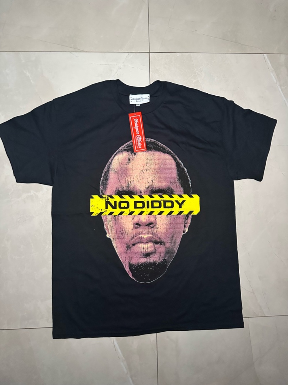 Head Gear Classics Nostalgia Co. Black Tee with Yellow "NO DIDDY" Stripe